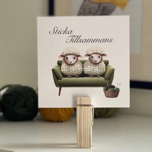 Vykort med stickmotiv